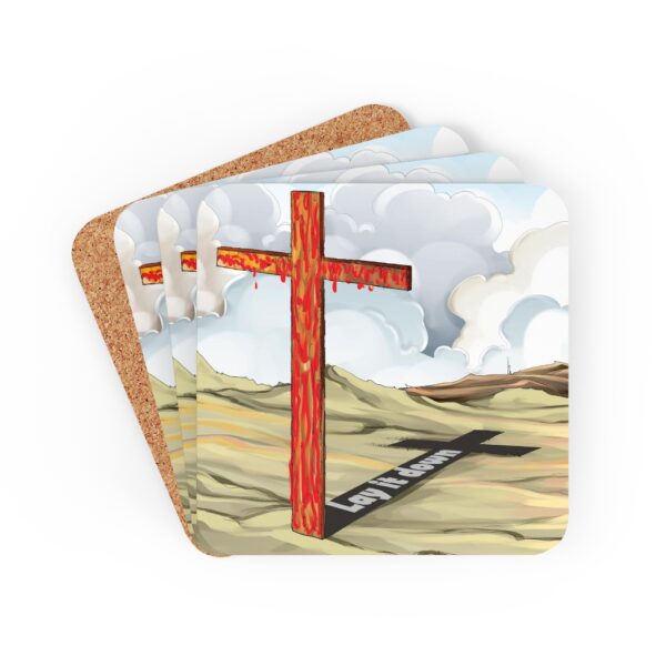 Jesus Gear - ‘Lay it Down’ Cross – Corkwood Coaster Set